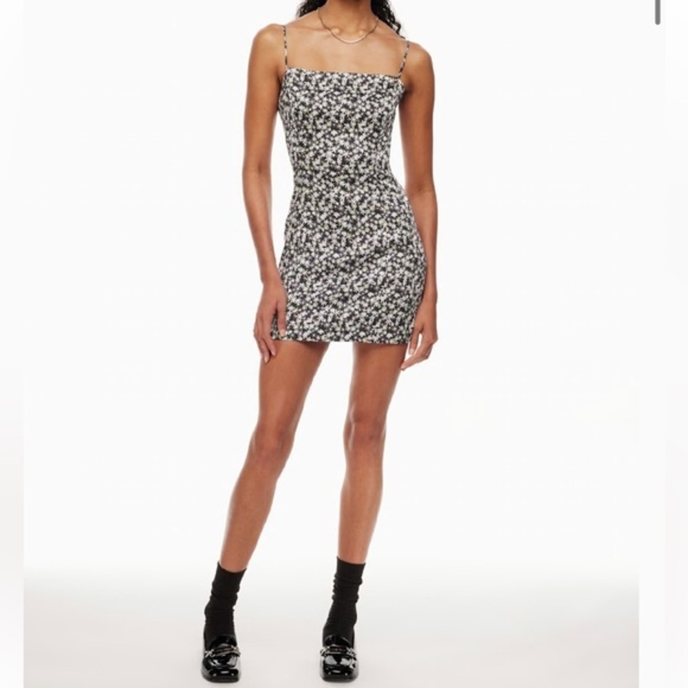 Aritzia Sunday Best Black Floral Print Mini Dress Lined Size 2